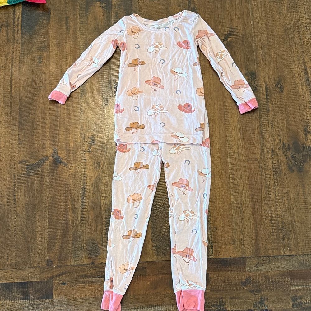 Angel Dear Kids Pink Bamboo Pajamas with Cowgirl Hats Western